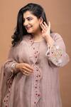 Anushka Repswal - Sewing Love_Brown Kurta Malai Chanderi Embroidery Floral Round Sleeve Set _at_Aza_Fashions