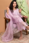 Anushka Repswal - Sewing Love_Purple Kurta Malai Chanderi Embroidery Pearl Round Set  _at_Aza_Fashions