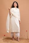 Anushka Repswal - Sewing Love_Ivory Kurta Malai Chanderi Embroidery Pearl V Neck Set  _Online_at_Aza_Fashions