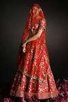 Buy_Ahanthem by Reena_Red Raw Silk Embroidery Sequin Sweetheart Neck Floral Bridal Lehenga Set_at_Aza_Fashions