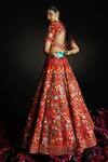 Shop_Ahanthem by Reena_Red Raw Silk Embroidery Sequin Sweetheart Floral Bridal Lehenga Set  _at_Aza_Fashions