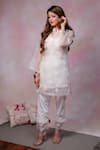 Buy_Anushka Repswal - Sewing Love_Ivory Kurta Organza Embroidered And Applique Work 3d Flowers & Pant Set  _at_Aza_Fashions