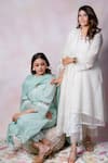 Buy_Anushka Repswal - Sewing Love_Off White Kurta Chanderi Moroccan Scallop V Neck Set  _Online_at_Aza_Fashions