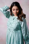 Anushka Repswal - Sewing Love_Green Kurta Chanderi Embroidery Floral Round And Pant Set _Online_at_Aza_Fashions