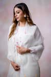 Anushka Repswal - Sewing Love_Off White Kurta Malai Chanderi Embroidery Bead Round Set_Online_at_Aza_Fashions