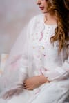 Buy_Anushka Repswal - Sewing Love_Off White Kurta Malai Chanderi Embroidery Bead Round Set_Online_at_Aza_Fashions