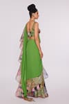 Aisha Rao_Green Indian Organza Embroidered Divergence Print Ruffle Saree Set  _Online_at_Aza_Fashions