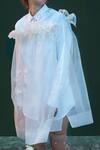 Shop_Archana Rao_White Cotton Spread Collar Organza Overlay Shirt Dress  _at_Aza_Fashions