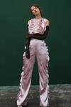 Buy_Archana Rao_Pink Satin Ruffle Pants  _at_Aza_Fashions