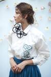 Buy_Archana Rao_White Cotton Spread Collar Embroidered Shirt _at_Aza_Fashions