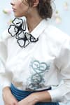 Shop_Archana Rao_White Cotton Spread Collar Embroidered Shirt _at_Aza_Fashions