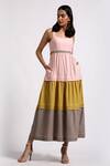 Madder Much_Multi Color Cotton Plain Straight Aria Tiered Dress _Online_at_Aza_Fashions