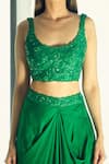 Ariyana Couture_Green Silk Organza Jacket And Draped Skirt Set_at_Aza_Fashions