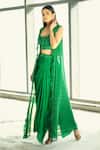 Buy_Ariyana Couture_Green Silk Organza Jacket And Draped Skirt Set_at_Aza_Fashions