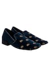 Buy_Veruschka by Payal Kothari_Blue Suede Embroidered Loafers _at_Aza_Fashions