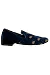 Veruschka by Payal Kothari_Blue Suede Embroidered Loafers _Online_at_Aza_Fashions