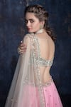 Shop_Ashwini Reddy_Pink Tulle Sweetheart Neck Embroidered Bridal Lehenga Set _at_Aza_Fashions