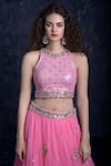 Ashwini Reddy_Pink Tulle Round Embroidered Lehenga Set _Online_at_Aza_Fashions