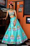 Buy_Aisha Rao_Blue Hand Embellished Raw Silk Lehenga Set_at_Aza_Fashions