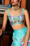 Shop_Aisha Rao_Blue Hand Embellished Raw Silk Lehenga Set_at_Aza_Fashions