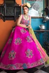 Buy_Aisha Rao_Pink Hand Embellished Raw Silk Lehenga Set_at_Aza_Fashions