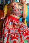 Shop_Aisha Rao_Red Hand Embellished Raw Silk Lehenga Set_at_Aza_Fashions