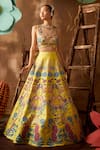 Shop_Aisha Rao_Yellow Sweetheart Neck Embellished Lehenga Set  _at_Aza_Fashions