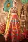 Buy Aisha Rao Orange Lehenga And Blouse Raw Silk Dupatta Net Square Neck Embellished Set at Aza Fashions Buy_Aisha Rao_Orange Lehenga And Blouse Raw Silk Dupatta Net Square Neck Embellished Set _at_Aza_Fashions