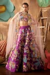 Buy_Aisha Rao_Purple V Neck Embellished Lehenga Set  _at_Aza_Fashions