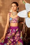 Shop_Aisha Rao_Purple V Neck Embellished Lehenga Set  _Online_at_Aza_Fashions