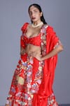 Shop_Aisha Rao_Red Dupatta Embellished Lehenga Set_at_Aza_Fashions