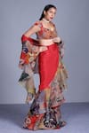 Shop_Aisha Rao_Red Embellished Ruffle Saree With Blouse  _at_Aza_Fashions