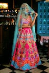 Buy_Aisha Rao_Pink Hand Embellished Raw Silk Lehenga Set_at_Aza_Fashions