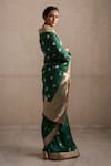 Shop_Priyanka Raajiv_Green Silk Brocade Banarasi Woven Thread Saree _at_Aza_Fashions