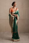 Buy_Priyanka Raajiv_Green Silk Brocade Banarasi Woven Thread Saree _Online_at_Aza_Fashions