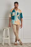 Buy_Artless_Multi Color Cotton Linen Merging Binaries Shirt_at_Aza_Fashions
