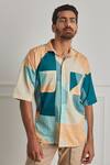 Artless_Multi Color Cotton Linen Merging Binaries Shirt_Online_at_Aza_Fashions