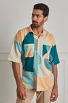 Buy_Artless_Multi Color Cotton Linen Merging Binaries Shirt_Online_at_Aza_Fashions