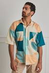 Shop_Artless_Multi Color Cotton Linen Merging Binaries Shirt_Online_at_Aza_Fashions