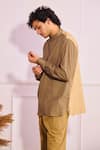 Shop_Artless_Brown Cotton Linen Kurta _Online_at_Aza_Fashions