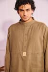 Artless_Brown Cotton Linen Kurta _at_Aza_Fashions