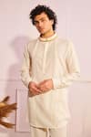 Shop_Artless_White Bamboo Fabric Plain Pintuck Short Kurta _Online_at_Aza_Fashions