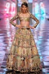 Buy_Aisha Rao_Gold Tissue Cutdana And Thread, Sequin, Trencadis Print Square Bridal Lehenga Set _at_Aza_Fashions