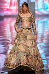 Aisha Rao_Gold Tissue Cutdana And Thread, Sequin, Trencadis Print Square Bridal Lehenga Set _Online_at_Aza_Fashions