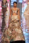 Aisha Rao_Gold Tissue And Embroidery Trencadis V Bridal Lehenga Set  _Online_at_Aza_Fashions