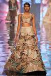 Buy_Aisha Rao_Gold Tissue And Embroidery Trencadis V Bridal Lehenga Set  _Online_at_Aza_Fashions