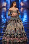 Shop_Aisha Rao_Blue Tulle Embroidery Trencadis Applique One Floral Motifs Lehenga Set  _at_Aza_Fashions