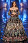 Aisha Rao_Blue Tulle Embroidery Trencadis Applique One Floral Motifs Lehenga Set  _Online_at_Aza_Fashions