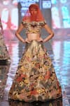 Buy_Aisha Rao_Gold Tissue Print And Embroidery Floral Motifs Bridal Lehenga Set  _at_Aza_Fashions