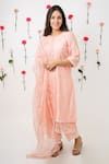 Buy_Anushka Repswal - Sewing Love_Pink Kurta Malai Chanderi Embroidered Pintucks Round Set  _at_Aza_Fashions